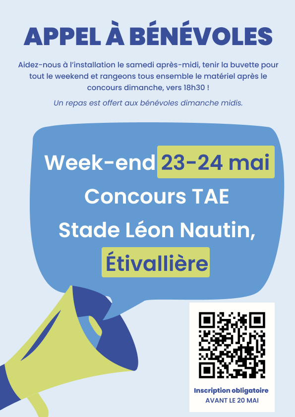 Appel aux bénévoles pour le TAE du 23&24 Mai