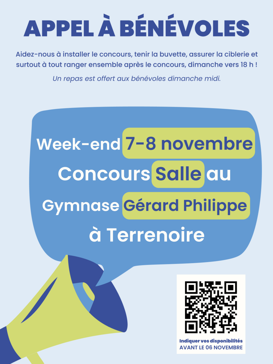 Concours salle des 7 et 8 novembre : nous avons besoin de bénévoles !