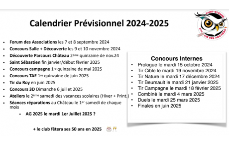 Calendrier Prévisionnel 2024-25